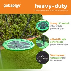 gobaplay Single Swing Set with 8′ Frame Extension, Swings, and 40″ Round Saucer