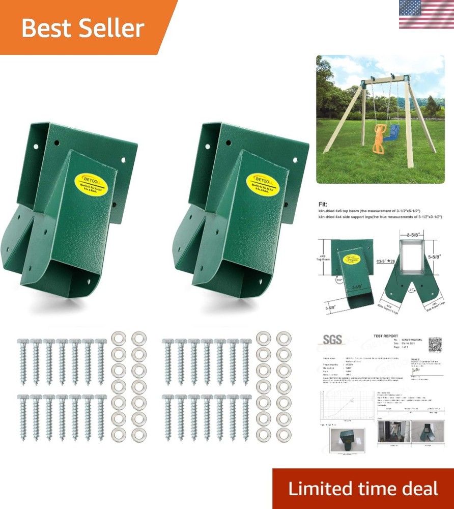 Heavy-Duty A-Frame Swing Set Brackets & Mounting Hardware – Rust-Resistant Green