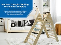 Wooden Foldable Climbing Triangle Ladder Montessori Play Gym for Kids 1-7 y.o.