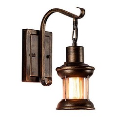 Rustic Vintage Glass Wall Sconce Fixture – Retro Metal Lamp for Home, Bar, Bedro