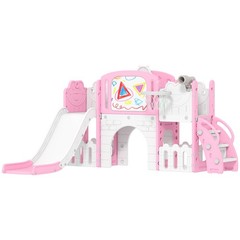 7 in 1 Toddler Slide Set, Frog Theme Outdoor & Indoor Playset, Pink