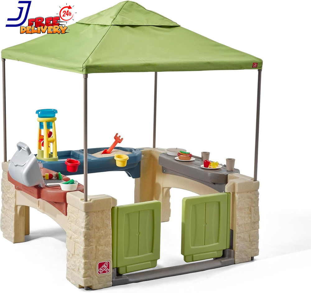 Shaded Kids Patio Playset Fun Interactive Outdoor Playhouse for Kids US ONLY