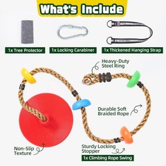 Tree Swing for Kids, 330LB Capacity Heavy Duty Climbing Rope with Platforms Red