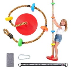 Tree Swing for Kids, 330LB Capacity Heavy Duty Climbing Rope with Platforms Red