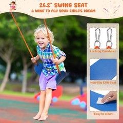 Pre-Owned Swing Set with Stand 2 Swings Kids Heavy Duty Metal A-Frame Outdoor