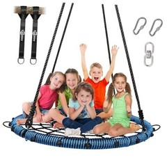 45″ 750lbs Spider Web Tree Swing for Kids & Adults, Outdoor Steel Frame Blue