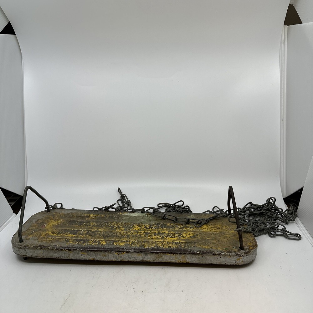 vtg metal flat swing seat w original chains 60” Long Chain industrial decor