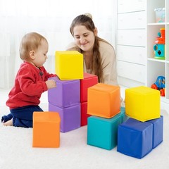 12 PCS Foam Building Blocks 5.5″ x 5.5″ Colorful Climbing Foam Soft Cubes