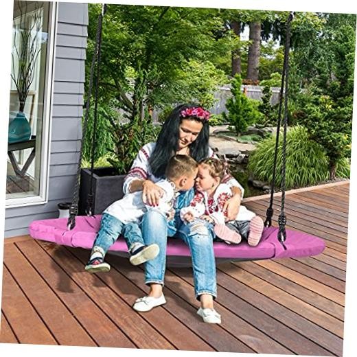 Moccha Flying Saucer Tree Swing, Giant 40” Round Swing with Steel Frame & Pink