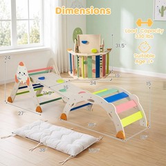 Climbing Toy Set w/ Arch, Foldable Ladder & Wooden Indoor Playground Jungle Gym