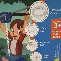 Hyponix 100ft Zipline Kit Outdoor Kids Play Equipment, Ages 3+ Years