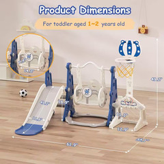 6-In-1 Toddler Slide & Swing Set W/ Adjustable Basketball Hoop, Golf & Ring Toss
