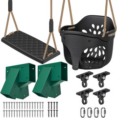 Heavy Duty Swing Set Brackets Kit with 2 Green A-Frame Swing Brackets, 4 Black S