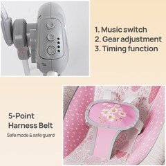 Electric Baby Swing with 5 Speeds, 6 Melodies & Timer – Battery Powered
