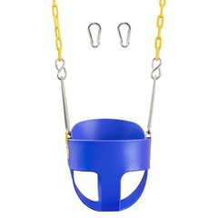 High Back Full Bucket Toddler Swing Seat with Coated Chains & Carabiners – Blue