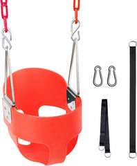 Toddler Swing, 59″ Coated Heavy-Duty Iron Chains Baby Swing Outdoor, High Back F