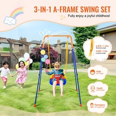 Uimoso Swing Sets for Backyard 3 in 1 Toddler Swing Set with 4 Sandbags Foldable