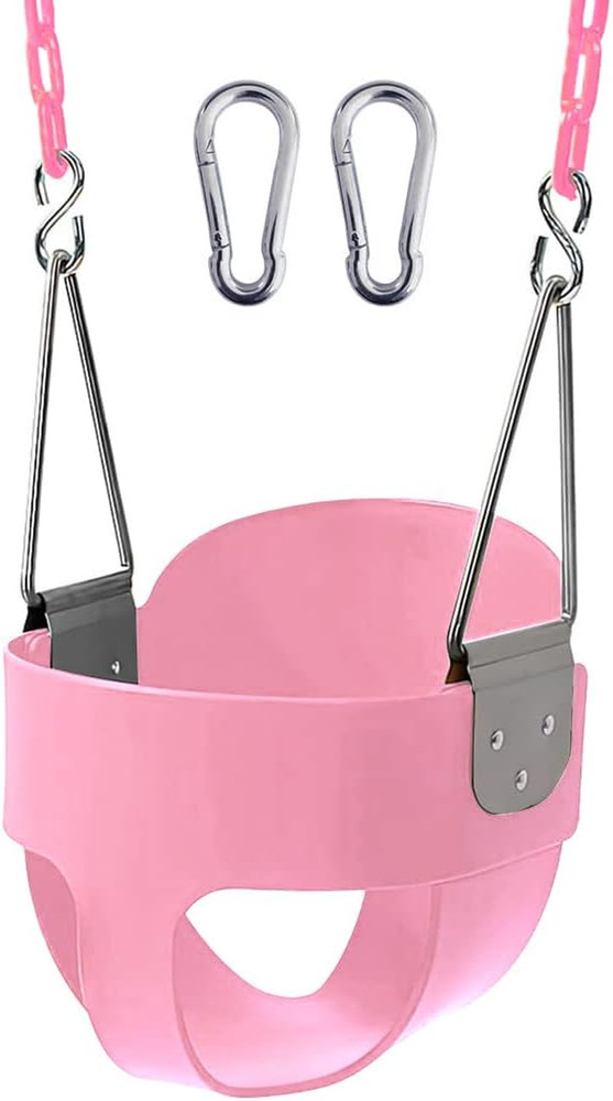 59 High Back Full Bucket Toddler Swing Seat with Heavy Duty Plastic Coated Chain