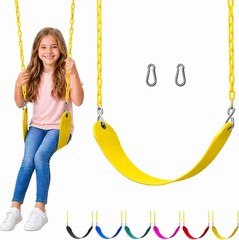 Yellow Plastic Swing Seat with Heavy Chains – Pre-assembled Swing Kit for Kids
