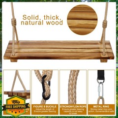 Hollowfly Wood Tree Swing Classic Style Rope