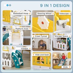 8 in 1 Toddler Slide for Kids Age 1-3 Years, Yellow