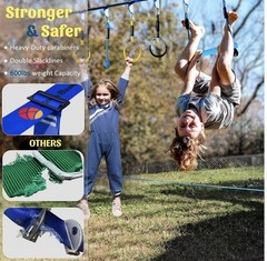 Warrior Obstacle Course for Kids, 2×56ft Slackline Kit with 8 Ninja Accessories