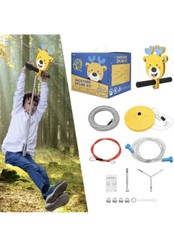 SEAAN 100ft Zipline Kits for Backyard with Spring Brake, Cable Tensioning Kit, D