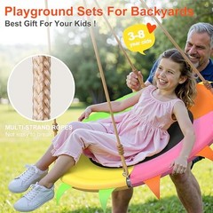 Saucer Swing for Kids Outdoor – 400lb Heavy-Duty Tree Swing with Adjustable
