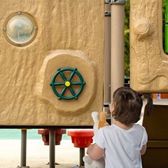 Green and Yellow Outdoor Playground Captain Pirate Ship Wheel, Plastic