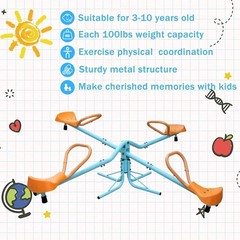 New Kids Rotating Seesaw 4 Seat Outdoor Teeter Totter Backyard Playground Toy