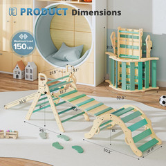 10-In-1 Pikler Triangle Set, Toddler Climbing Toys Indoor, Montessori Climber, B