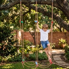 Simgoing Climbing Rope Ninja Ladder for Kids, Indoor & 11.8 Inch Red,blue,green