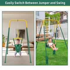 2 in 1 Toddler Swing & Baby Jumper, Foldable Baby Swing Outdoor & Indoor Use,…