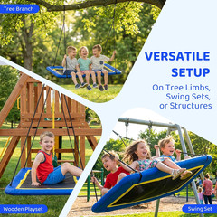 60” Rectangle Platform Tree Swing for Kids and Adults, Giant Flying Swing with