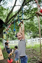 Ninja Warrior Obstacle Course Rope Set for Kids 42Ft Line with Swing, Climbing R