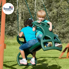 04-0037-G Dual Ride Glider Back-To-Back Tandem Swing, Green, Green Plastic Coate