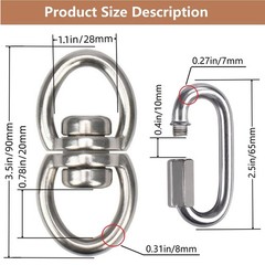 WWFFEN Swing Swivel Hanger Breaking Strength 360° Rotator for Tree Swing, Ham…