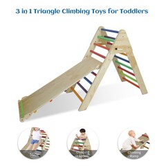 Fionafurn Pikler Triangle Ladder Foldable 2-in-1 Ramp Slide for 1-7 Multi