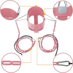 Toddler Swing, Full Bucket Baby Swing Seat & Iron Chains (Pink) | Baby Swing Out
