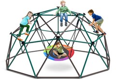 10ft Climbing Dome Swing Set with Saucer Swing Outdoor Jungle Gym for Kids 800lb