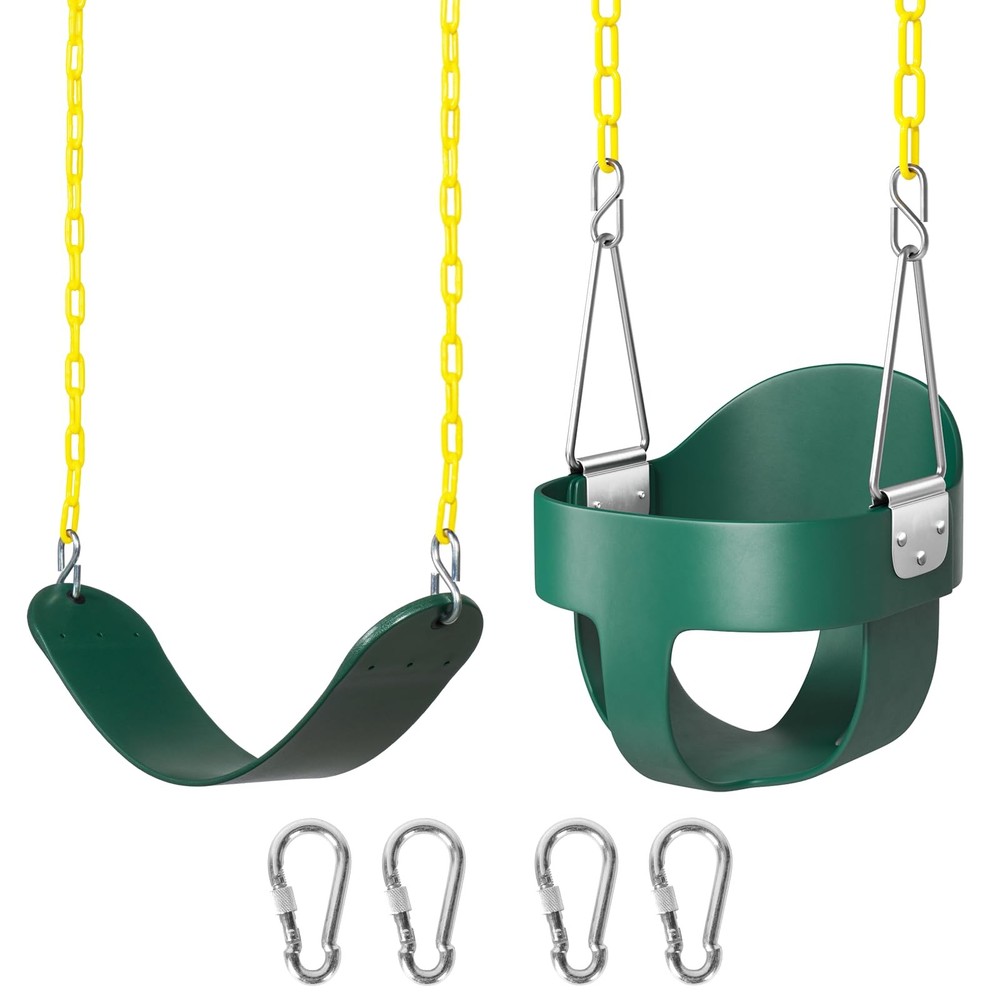 Toddler Swing Set, High Back Full Bucket Swing with Heavy Duty Swing Seat Com…