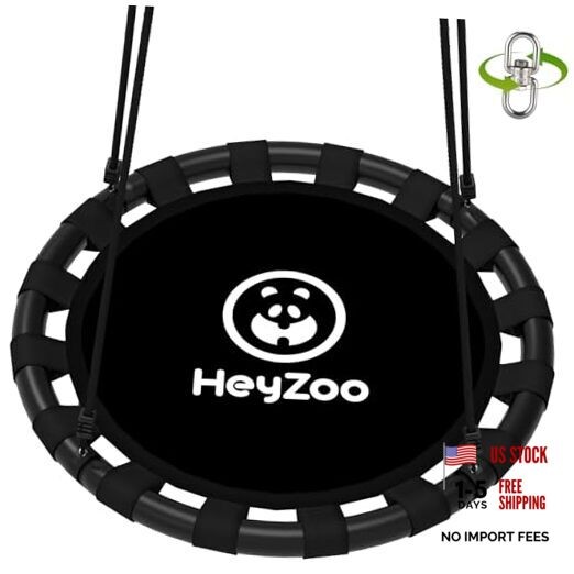 Black 40″ Saucer Swing Set for Backyard & Outdoor Use