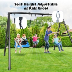 600lb Metal Swing Set Kids Swing Backyard Play Heavy Duty Swing Stand w/3 Swings