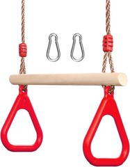 Sturdy Wooden Trapeze Swing Bar with Gym Rings for Kids – Indoor & Outdoor Fun
