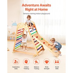 Uimoso Indoor Wooden Jungle Gym 4-in-1 Playset for Kids