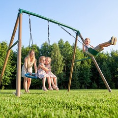 500lb Heavy Duty 7.5ft Metal Swing Set with 2 Swings for Kids Outdoor Swing Seat
