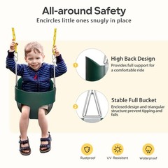 Toddler Swing – High Back Full Bucket Seat for Ages 1-3, 330lb Capacity, Baby…