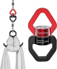 Black Red Aluminum 35KN Swing Swivel with 2 Carabiners for Kids & Aerial