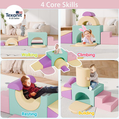 Soft Foam Climbing Blocks Set – Large 5-In-1 Soft Play Toys Crawling & Sliding C