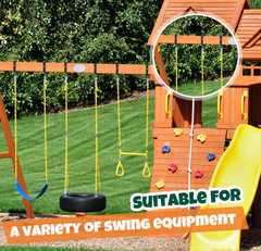 8 Pcs Metal Swing Set Accessories Kit w/ Hooks & Brackets for 4″x6″ Beam (Black)
